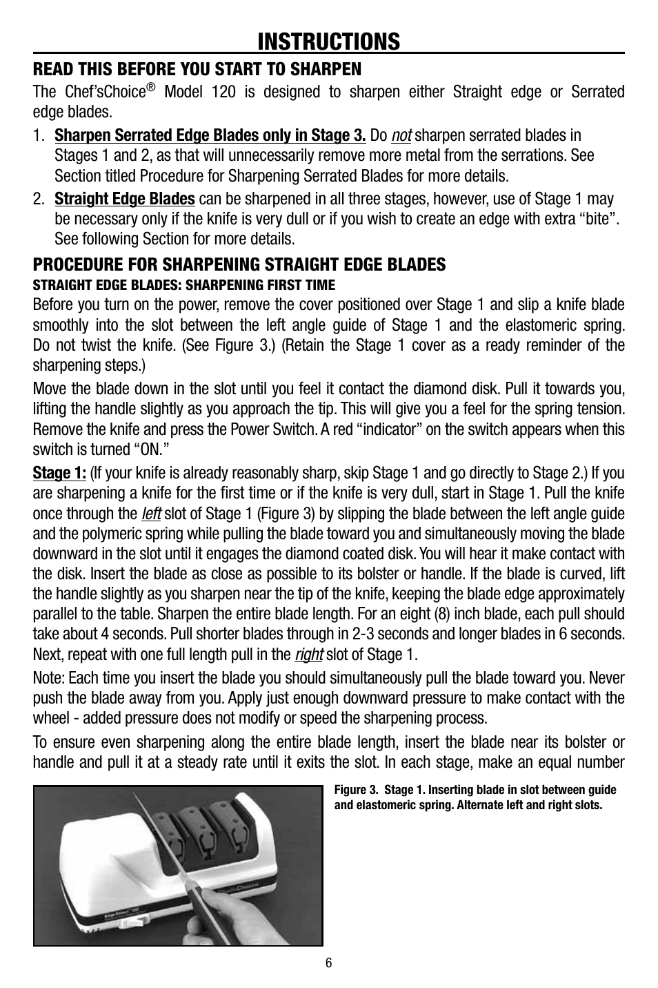 Instructions | Edgecraft Chef's Choice 120 User Manual | Page 6 / 12