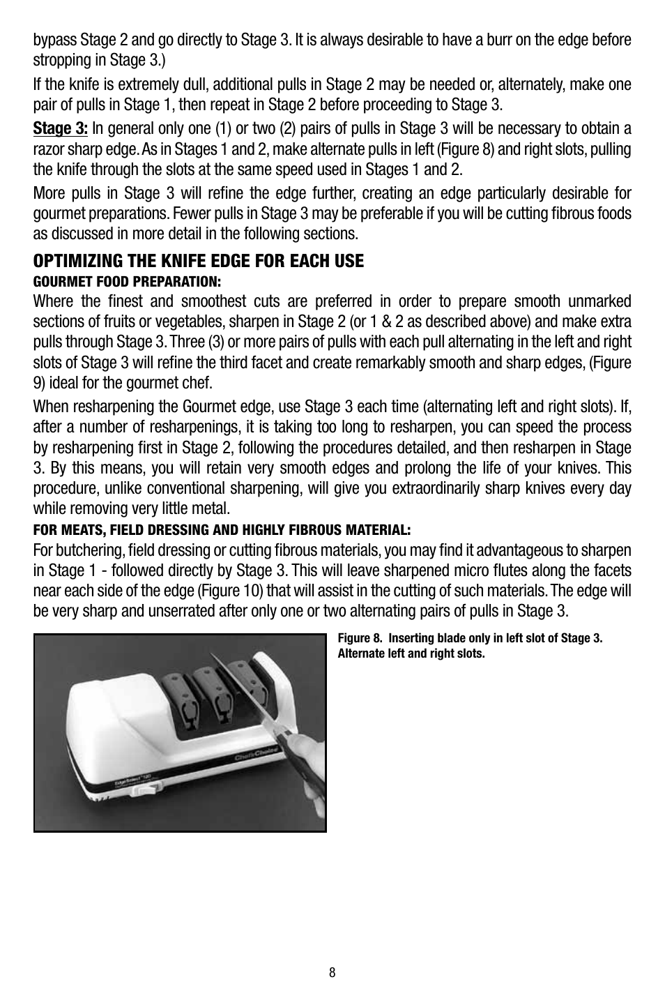 Optimizing the knife edge for each use | Edgecraft Chef's Choice 120 User Manual | Page 8 / 12