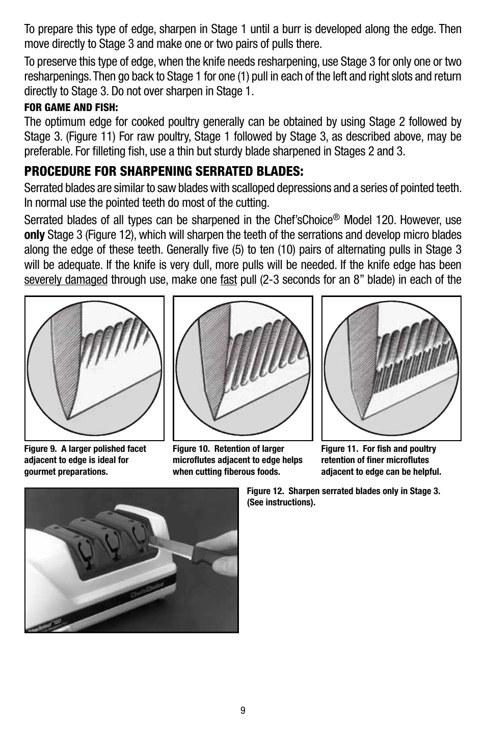 Procedure for sharpening serrated blades | Edgecraft Chef's Choice 120 User Manual | Page 9 / 12