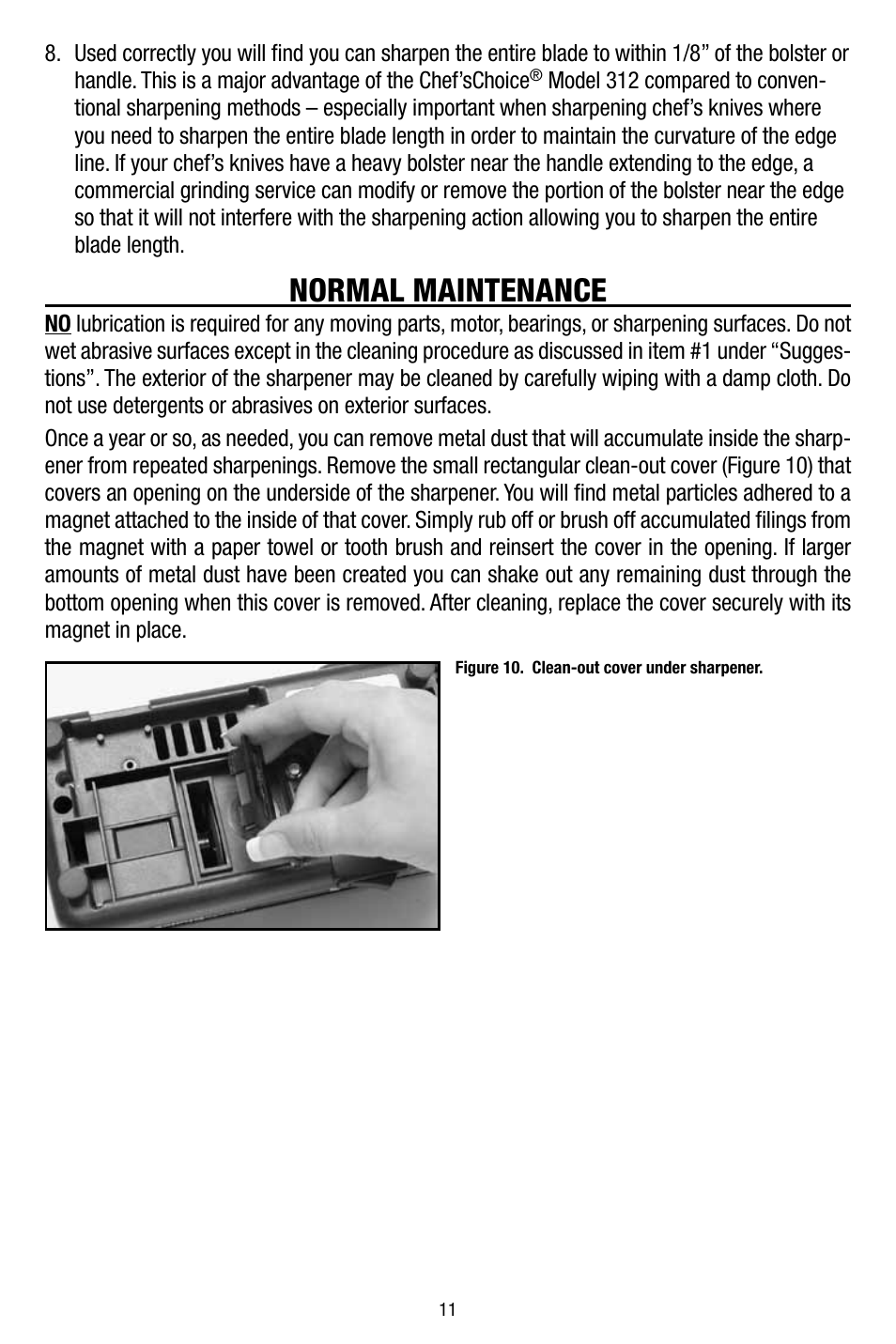 Normal maintenance | Edgecraft Chef's Choice 312 User Manual | Page 11 / 12