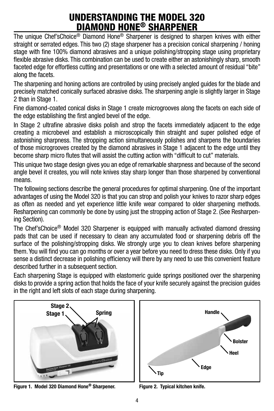 Understanding the model 320 diamond hone, Sharpener | Edgecraft Chef's Choice 320 User Manual | Page 4 / 10