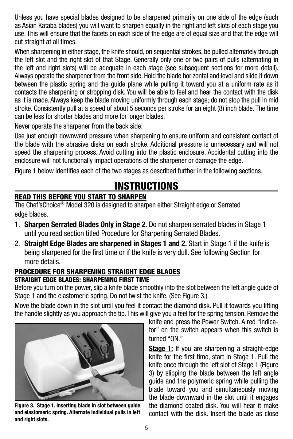 Instructions | Edgecraft Chef's Choice 320 User Manual | Page 5 / 10