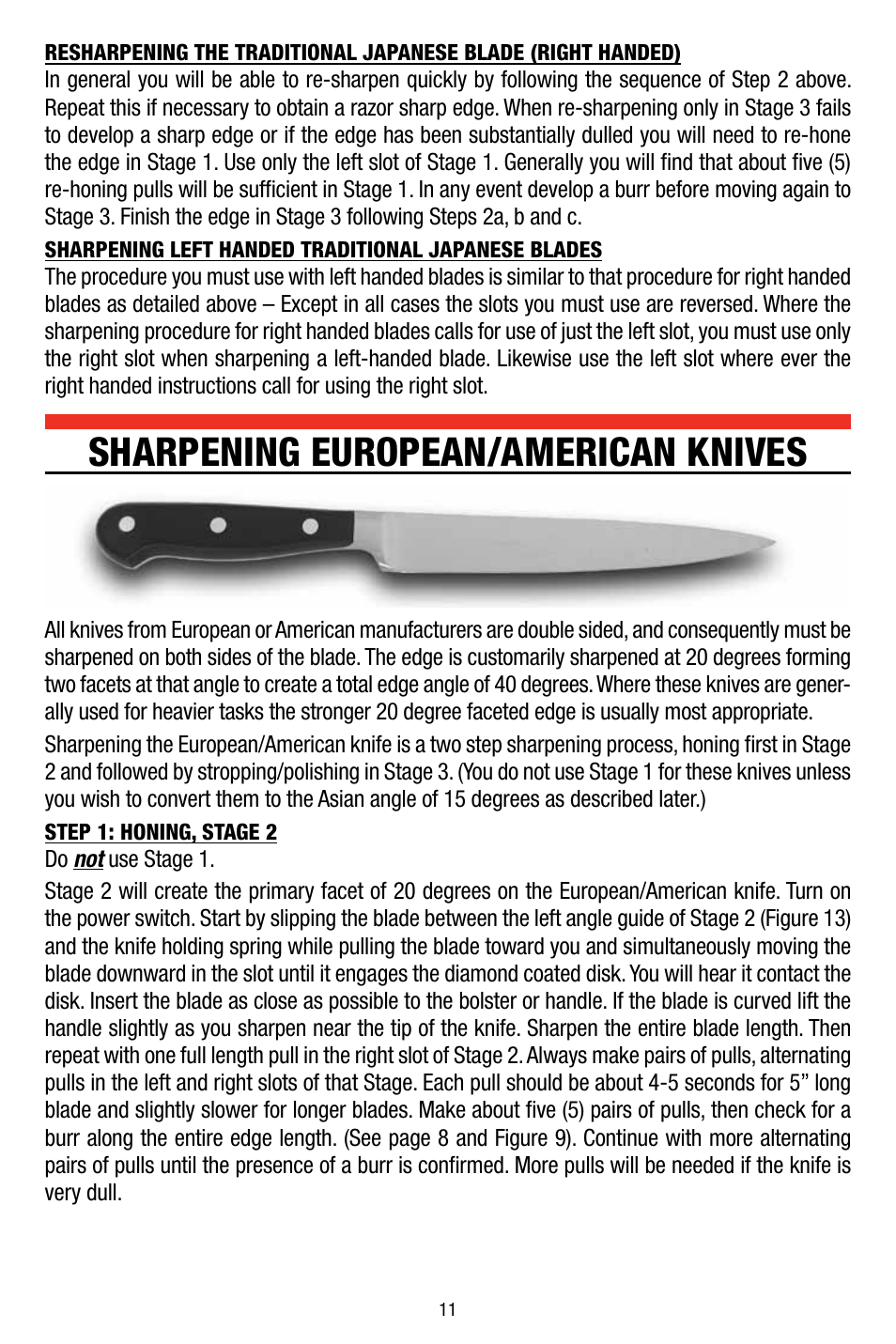 Sharpening european/american knives | Edgecraft Chef's Choice 1520 User Manual | Page 11 / 16
