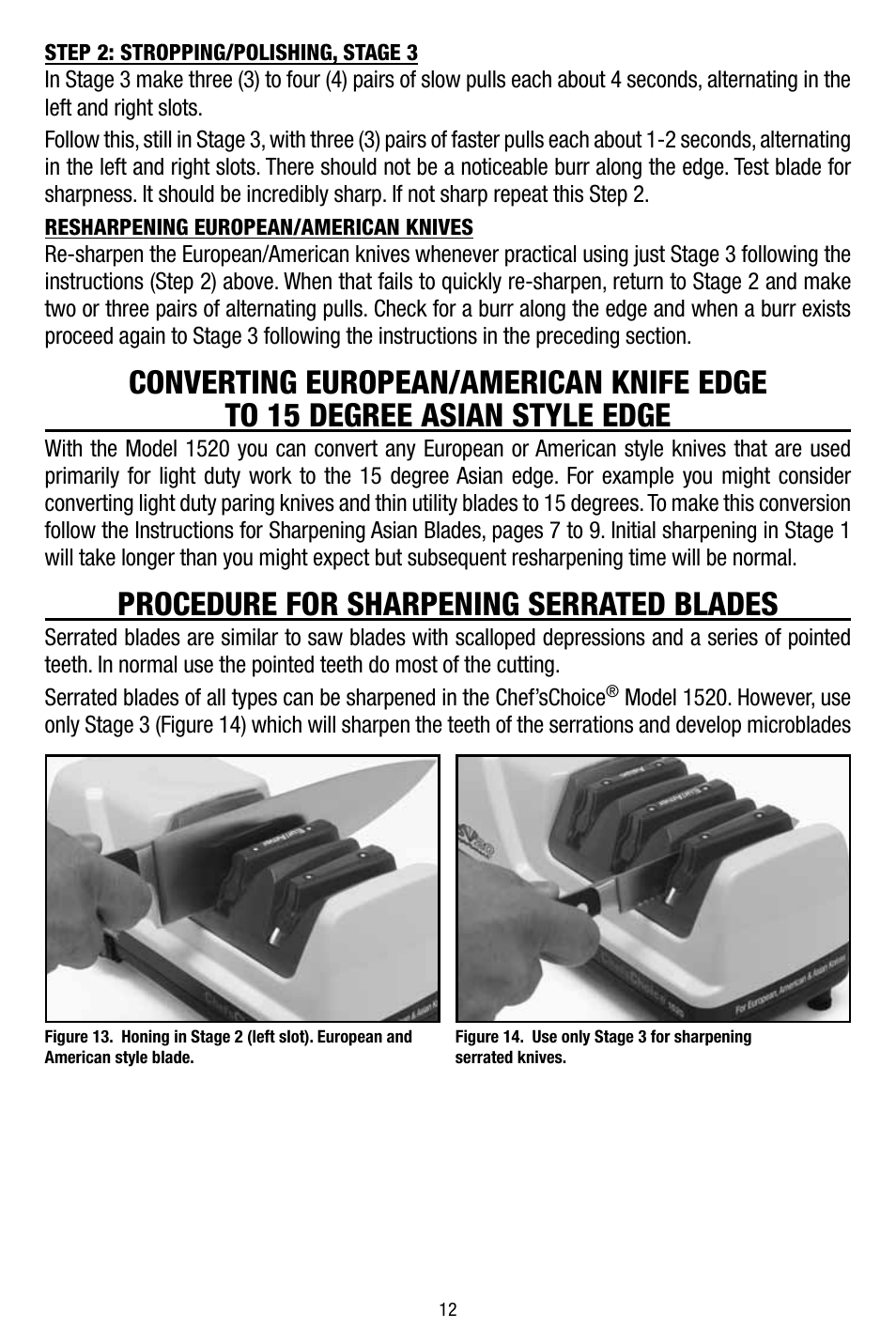 Procedure for sharpening serrated blades | Edgecraft Chef's Choice 1520 User Manual | Page 12 / 16