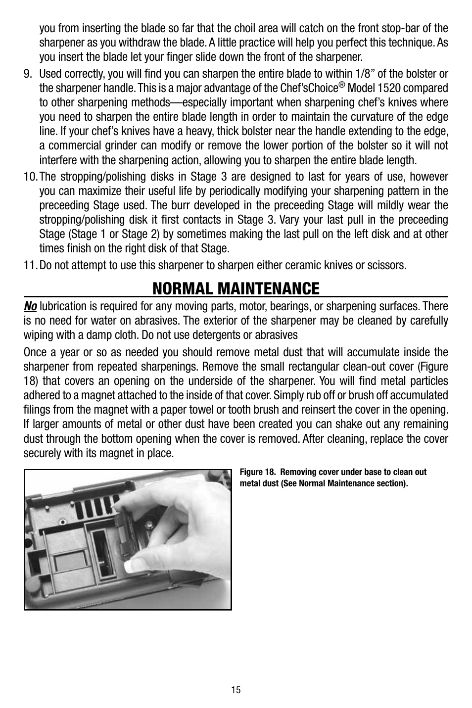 Normal maintenance | Edgecraft Chef's Choice 1520 User Manual | Page 15 / 16