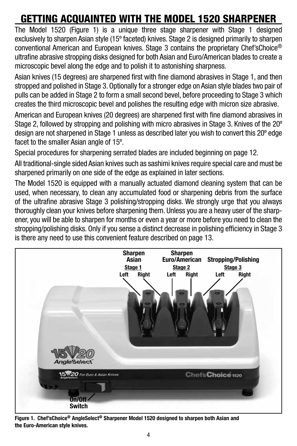 Getting acquainted with the model 1520 sharpener | Edgecraft Chef's Choice 1520 User Manual | Page 4 / 16
