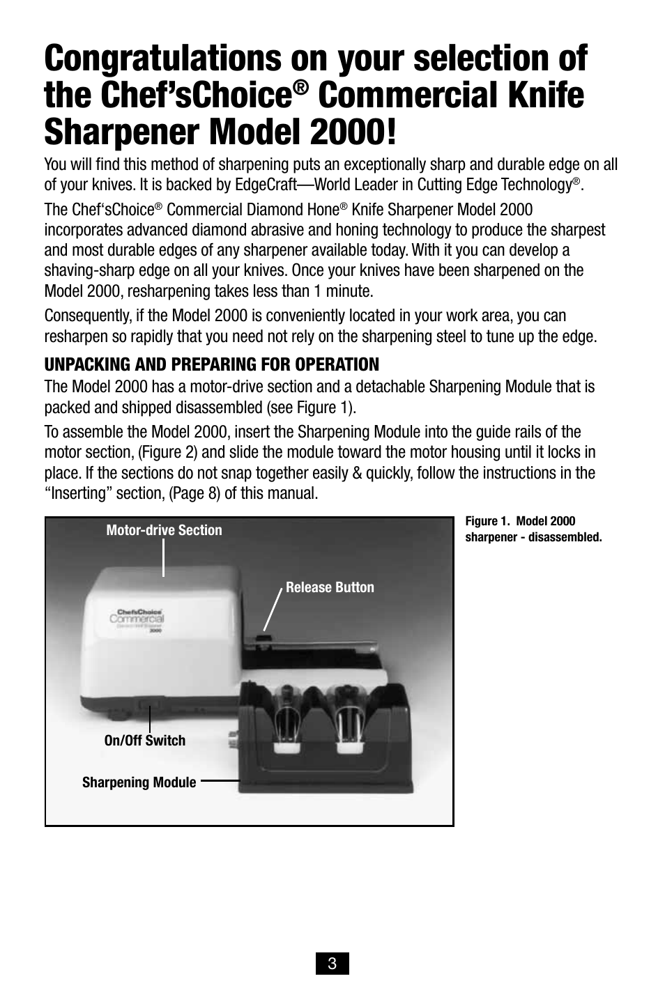 Commercial knife sharpener model 2000 | Edgecraft Chef's Choice 2000 User Manual | Page 3 / 12