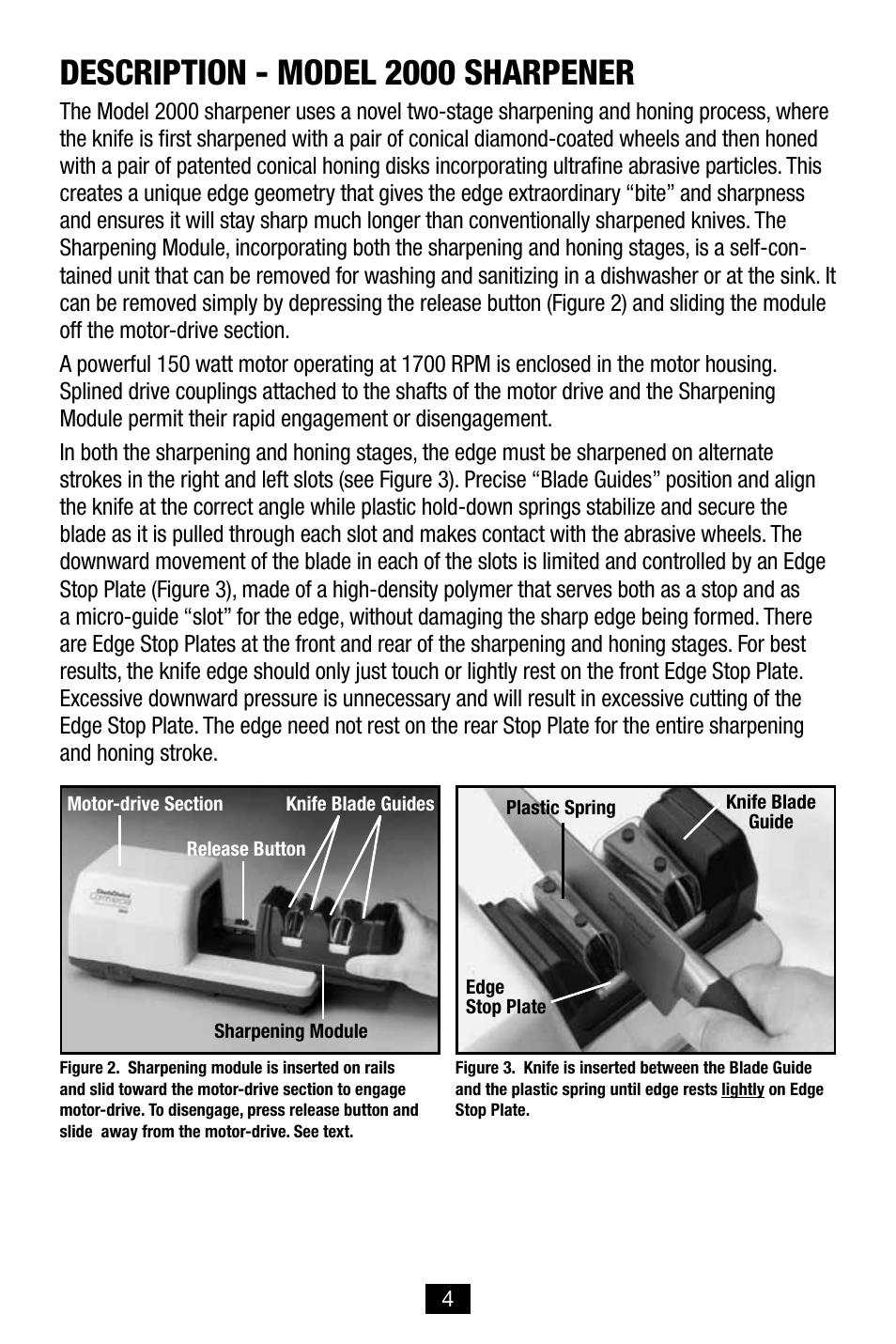 Description - model 2000 sharpener | Edgecraft Chef's Choice 2000 User Manual | Page 4 / 12