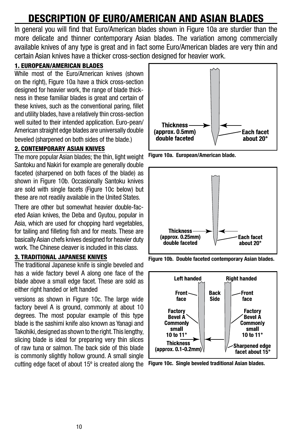 Description of euro/american and asian blades | Edgecraft Chef's Choice 15 User Manual | Page 10 / 16