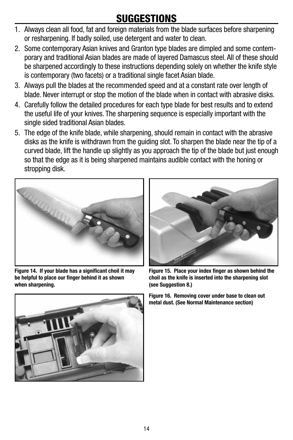 Suggestions | Edgecraft Chef's Choice 15 User Manual | Page 14 / 16