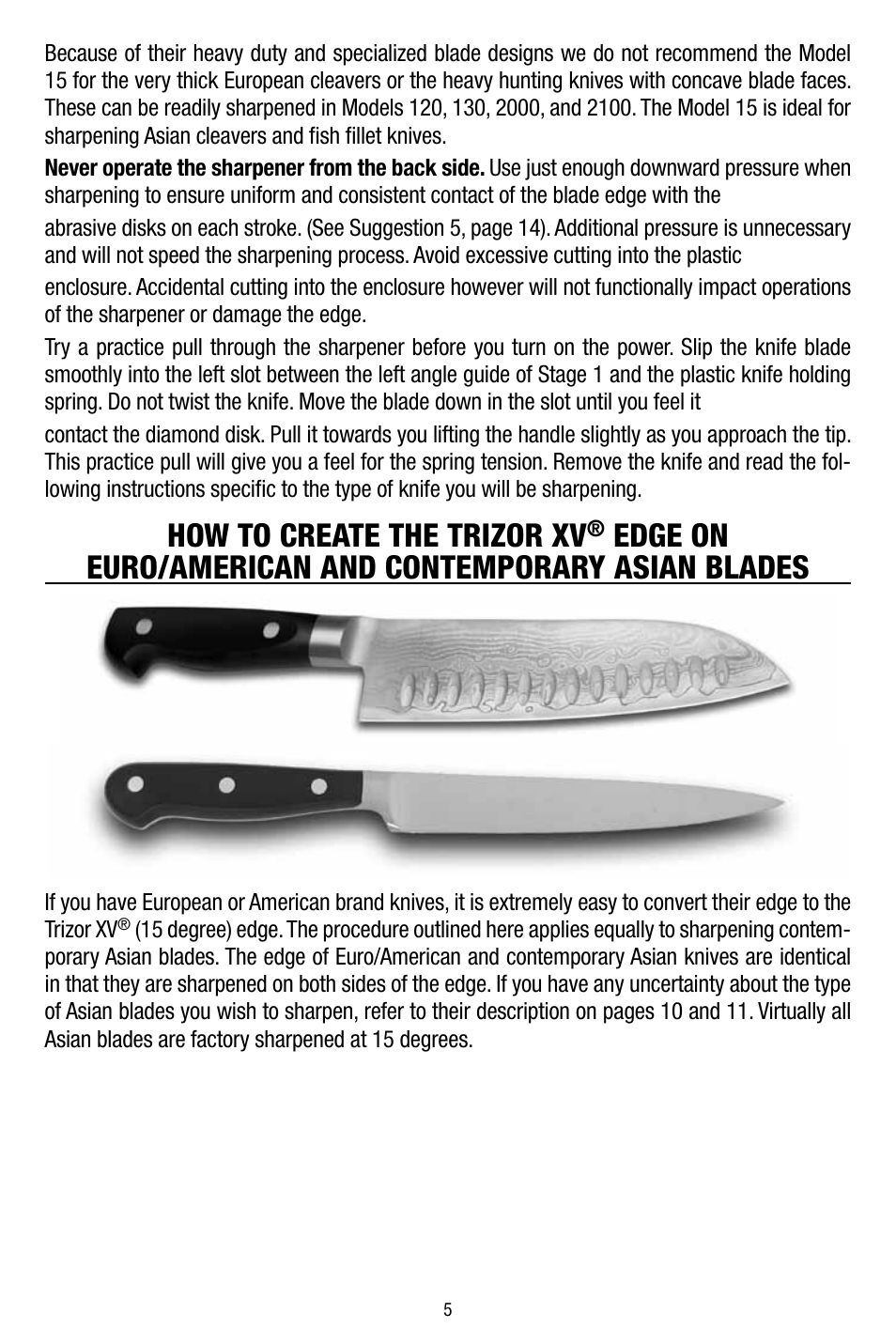 How to create the trizor xv | Edgecraft Chef's Choice 15 User Manual | Page 5 / 16