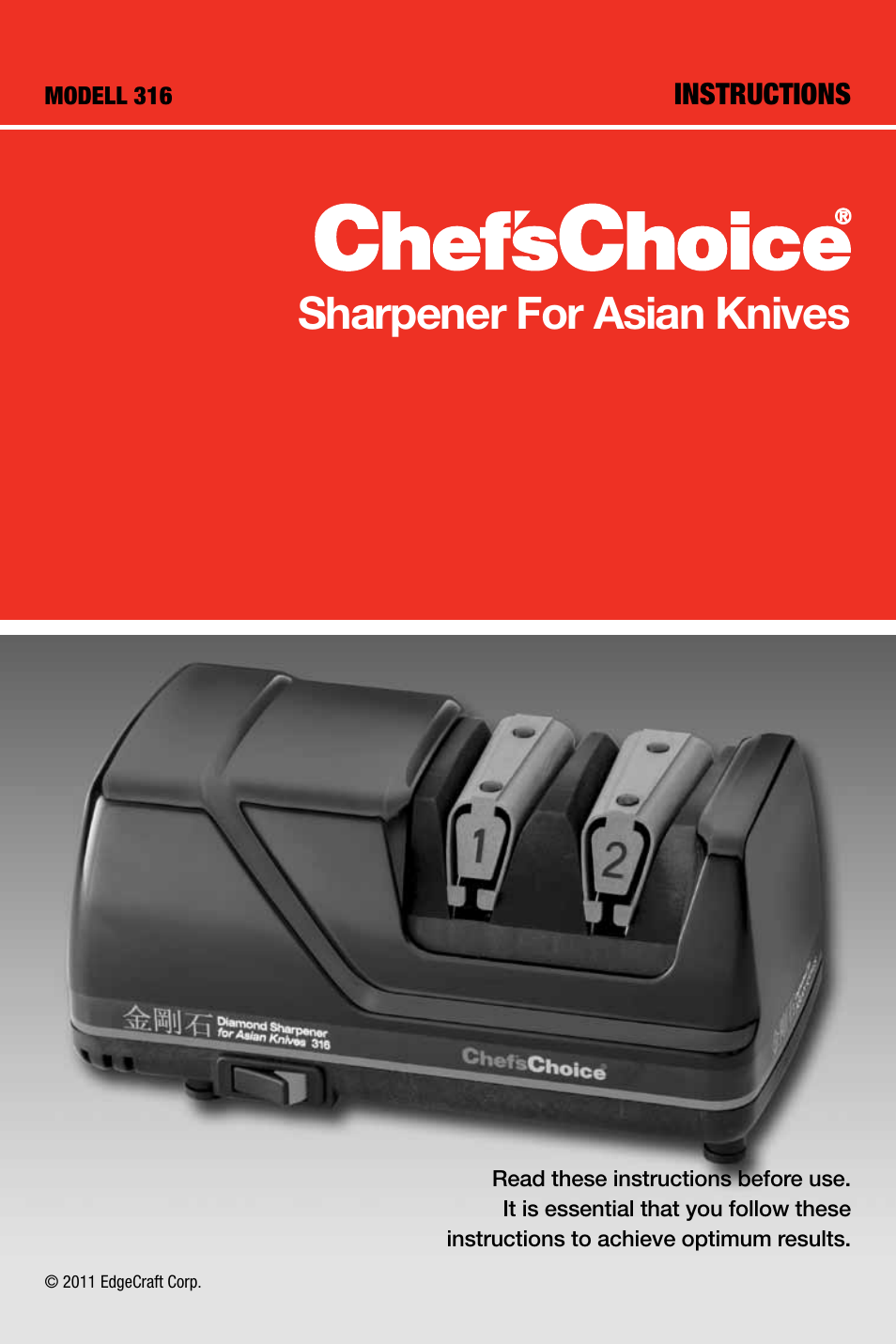 Edgecraft Chef's Choice 316 User Manual | 12 pages