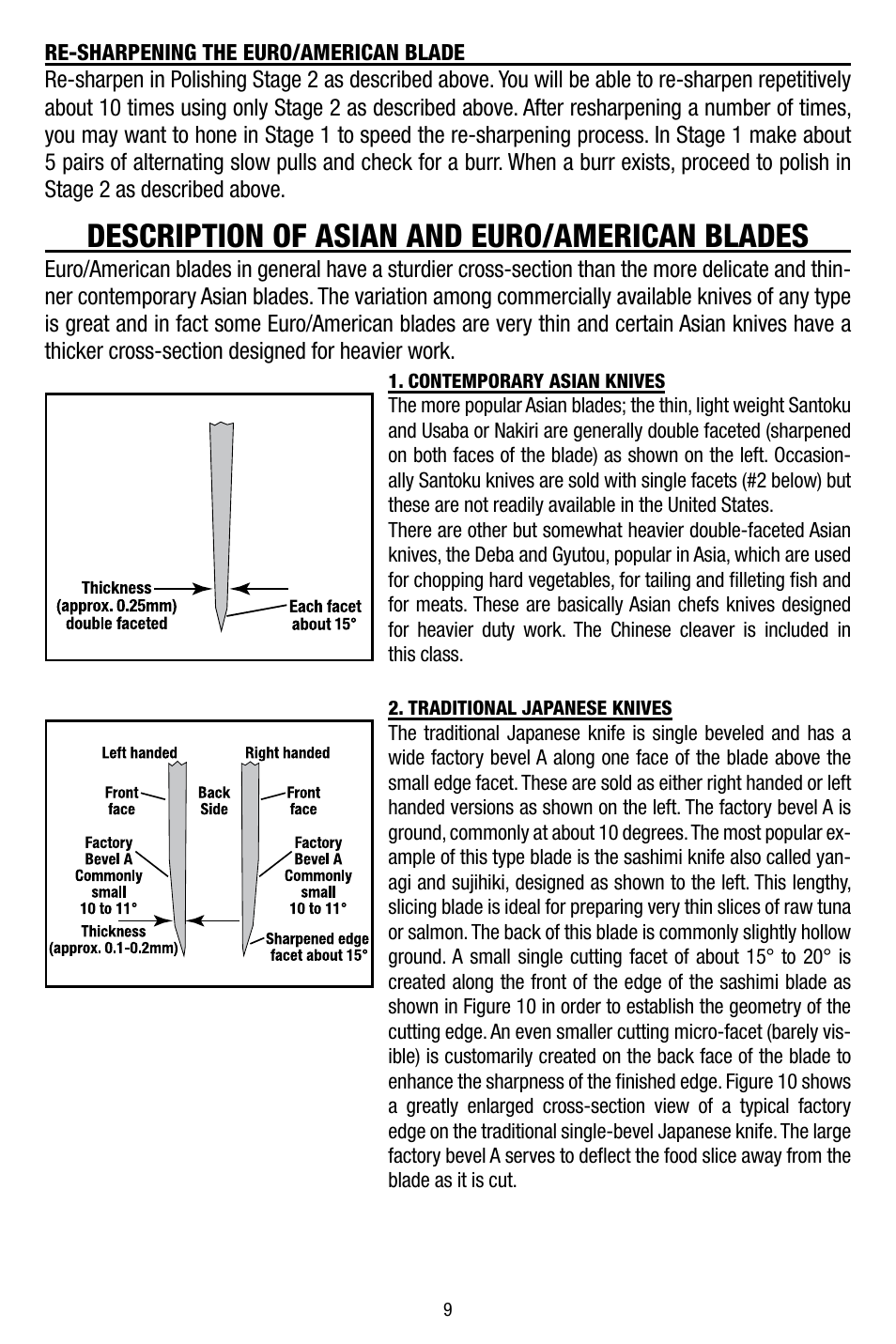 Description of asian and euro/american blades | Edgecraft Chef's Choice 316 User Manual | Page 9 / 12