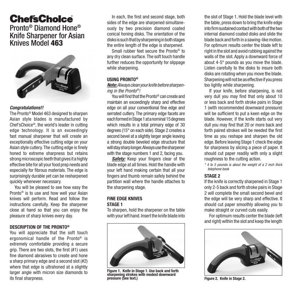 Edgecraft Chef's Choice 463 User Manual | 2 pages