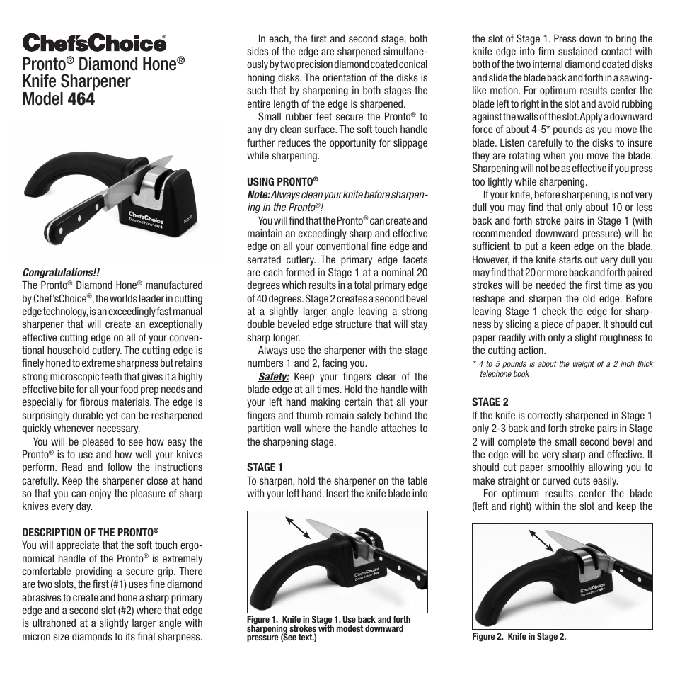 Edgecraft Chef's Choice 464 User Manual | 2 pages