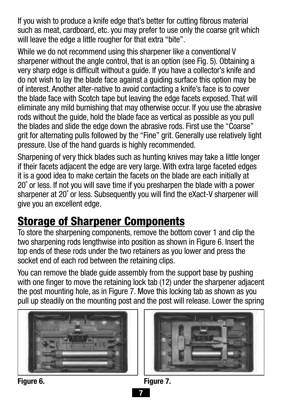 Storage of sharpener components | Edgecraft Chef's Choice eXact-V 415 User Manual | Page 7 / 8