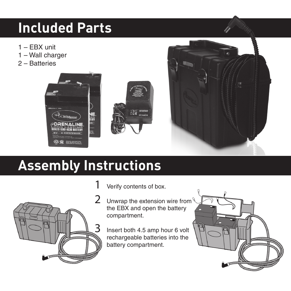 Assembly instructions included parts | Wildgame Innovations EBX User Manual | Page 2 / 4