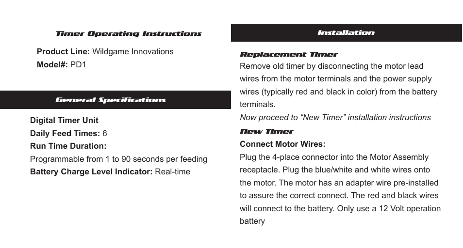 Pd1-timer-booklet-pg1 | Wildgame Innovations PD1 User Manual | Page 2 / 9