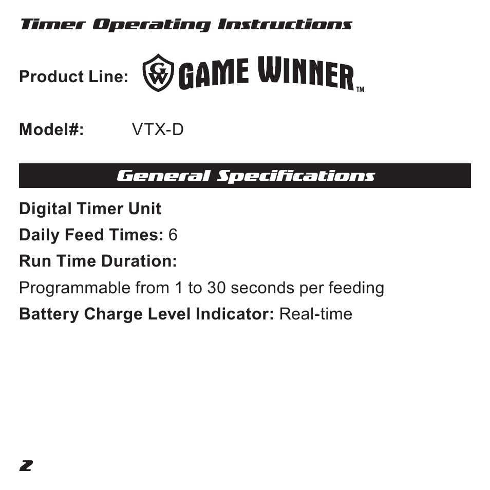 Wildgame Innovations VTX-D User Manual | Page 2 / 16