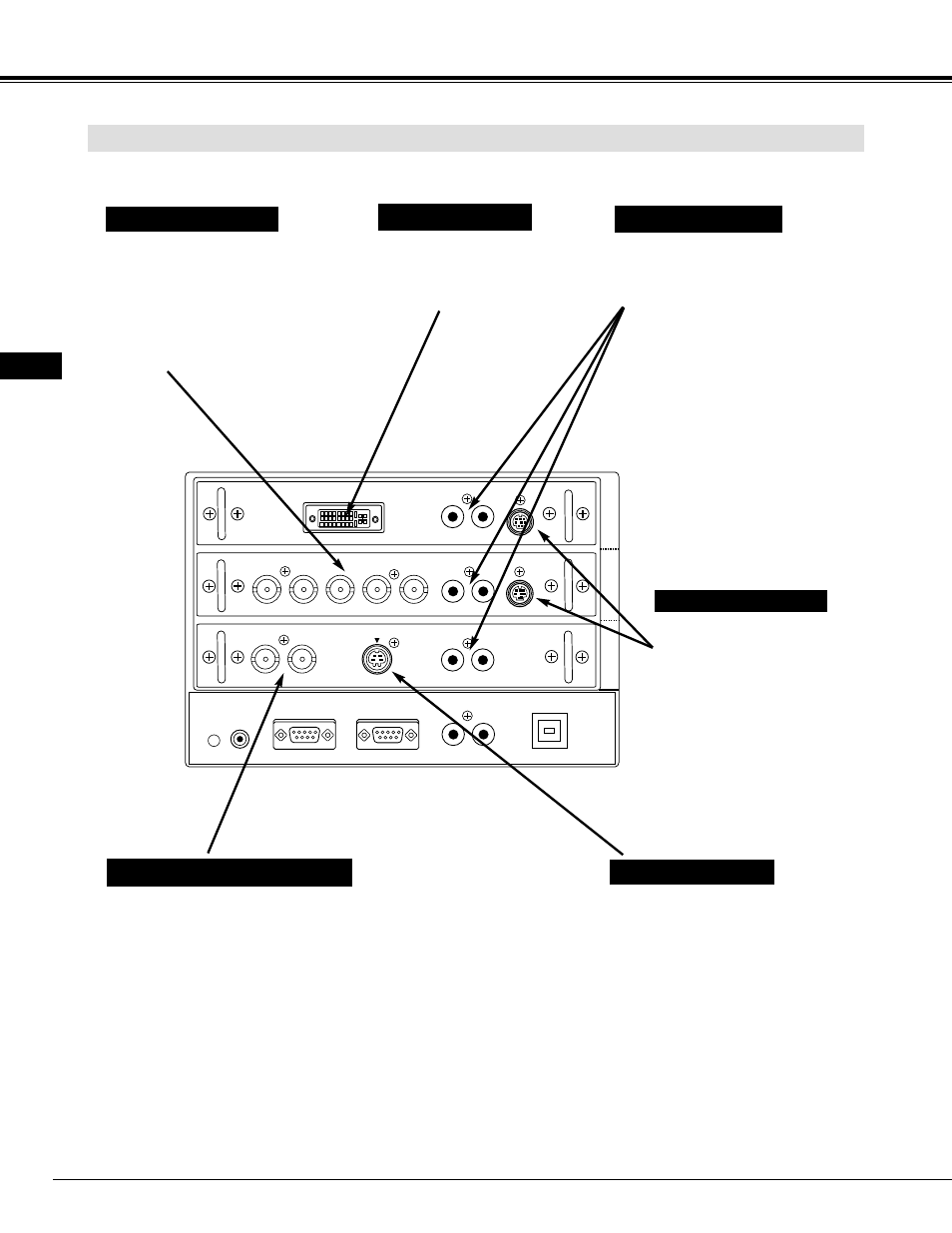 Connecting projector, Input/output terminals and jacks, Dvi input terminal | Av input (video/y, c) jacks | Ask Proxima Pro AV 9500 User Manual | Page 12 / 52