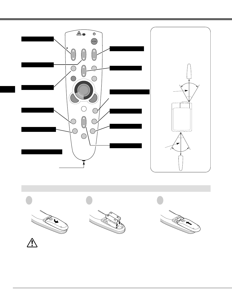 Before operation, Remote control batteries installation | Ask Proxima Pro AV 9500 User Manual | Page 18 / 52