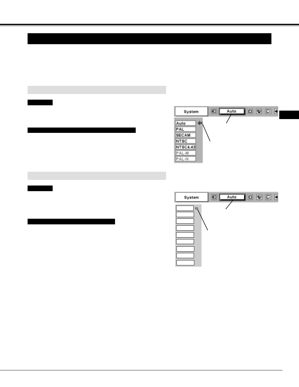 Selecting video system, Video input | Ask Proxima Pro AV 9500 User Manual | Page 35 / 52