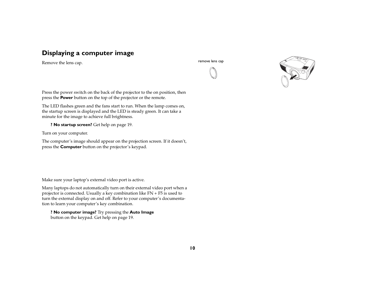 Displaying a computer image | Ask Proxima C450 Projectors User Manual | Page 10 / 59