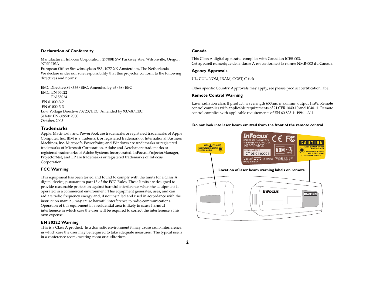 Ask Proxima C450 Projectors User Manual | Page 2 / 59
