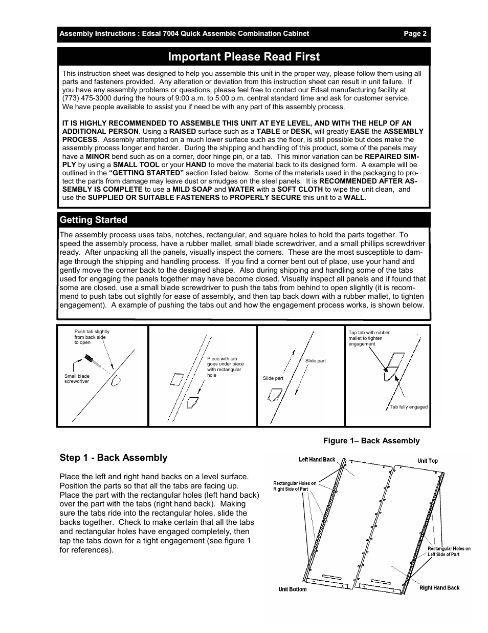 Important please read first | Edsal 7004 User Manual | Page 2 / 4