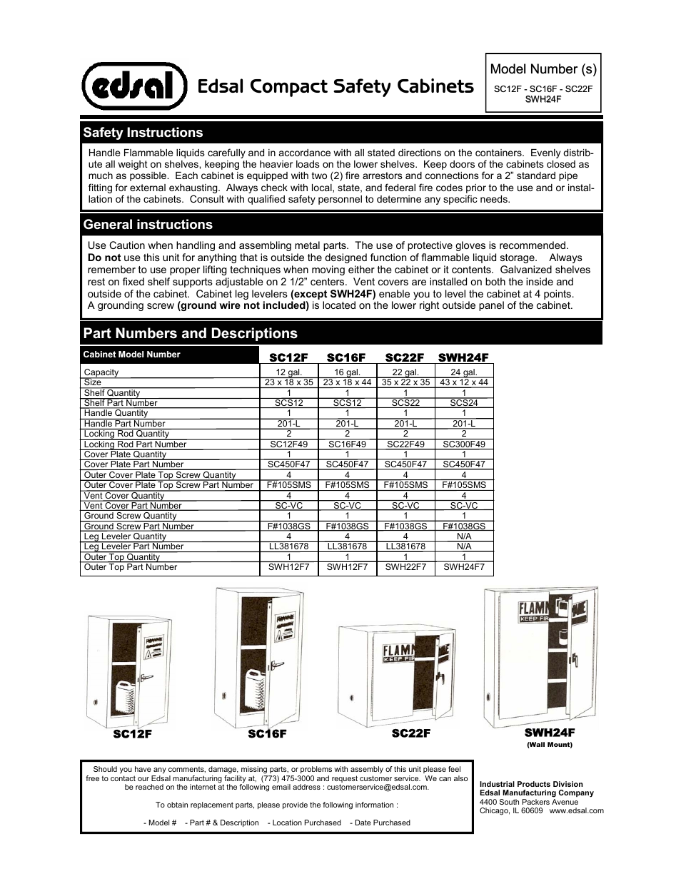 Edsal SC12F User Manual | 1 page