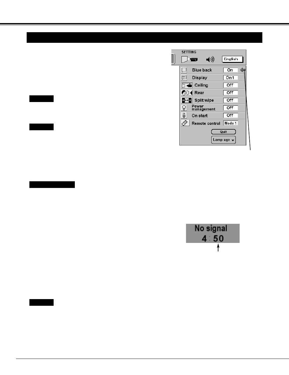 36 setting, Setting menu | Ask Proxima 9280 User Manual | Page 36 / 48