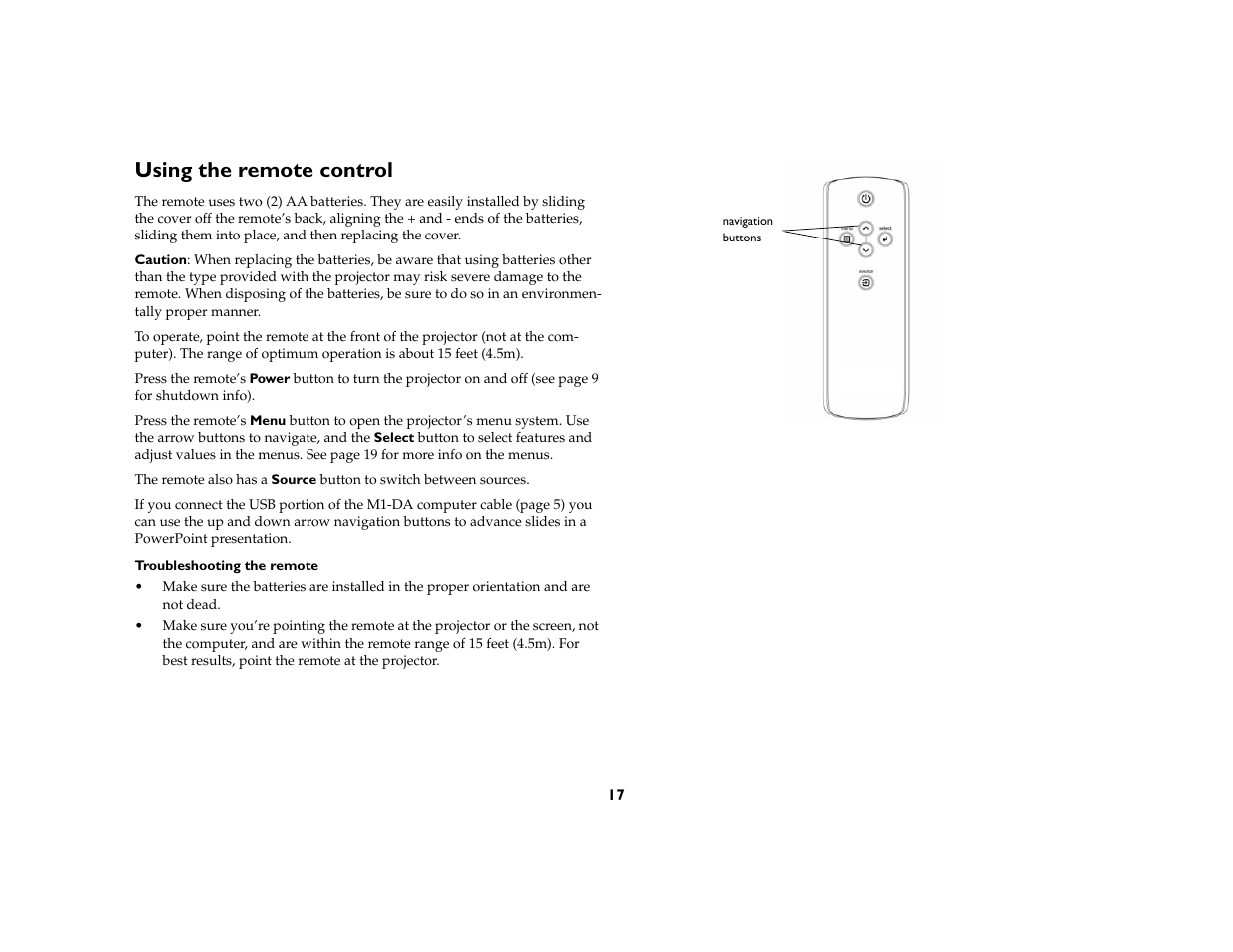 Using the remote control | Ask Proxima M6 User Manual | Page 18 / 33