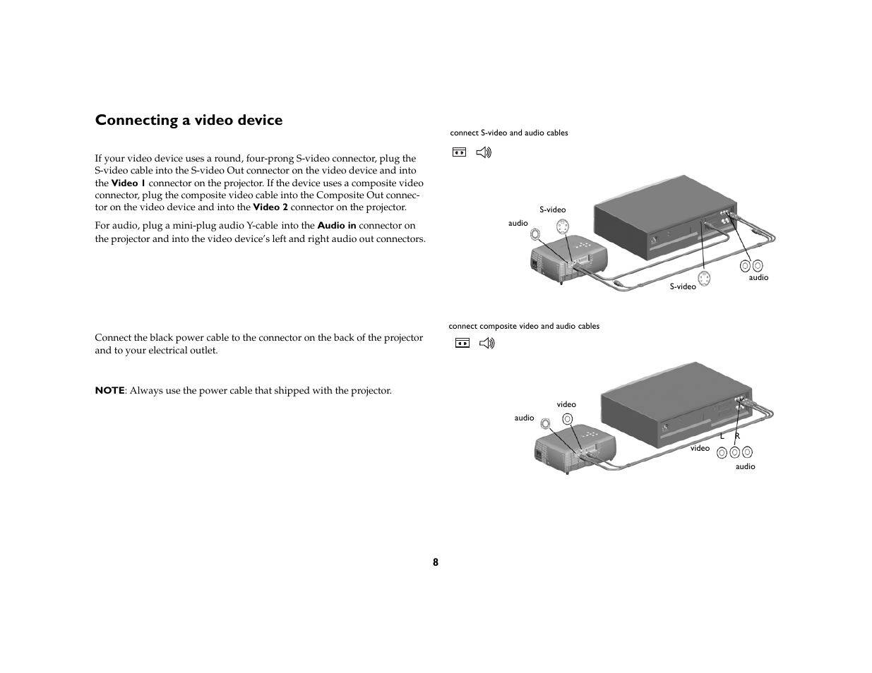 Connecting a video device | Ask Proxima M6 User Manual | Page 9 / 33