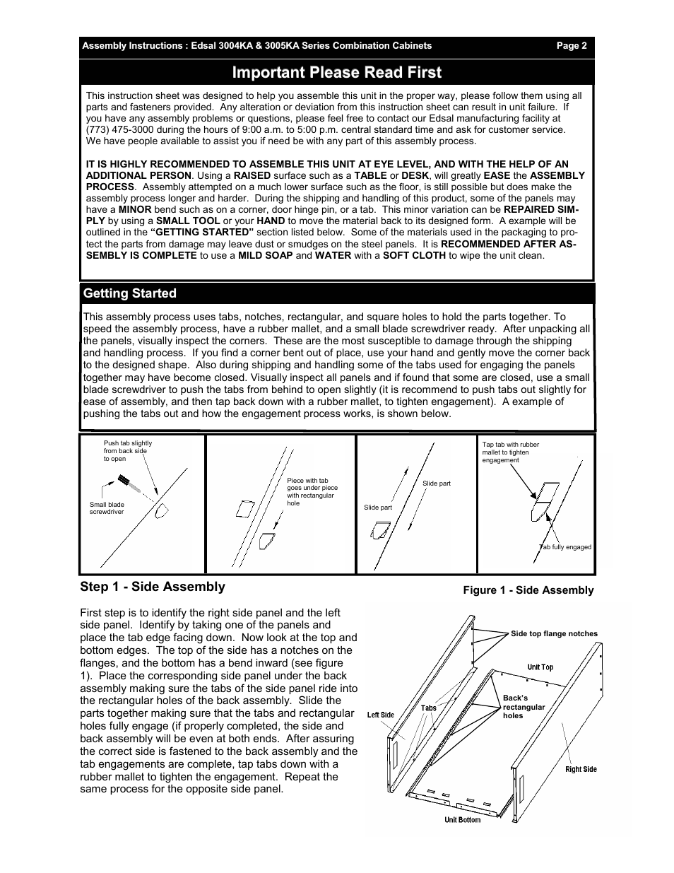 Important please read first | Edsal 3004 User Manual | Page 2 / 4