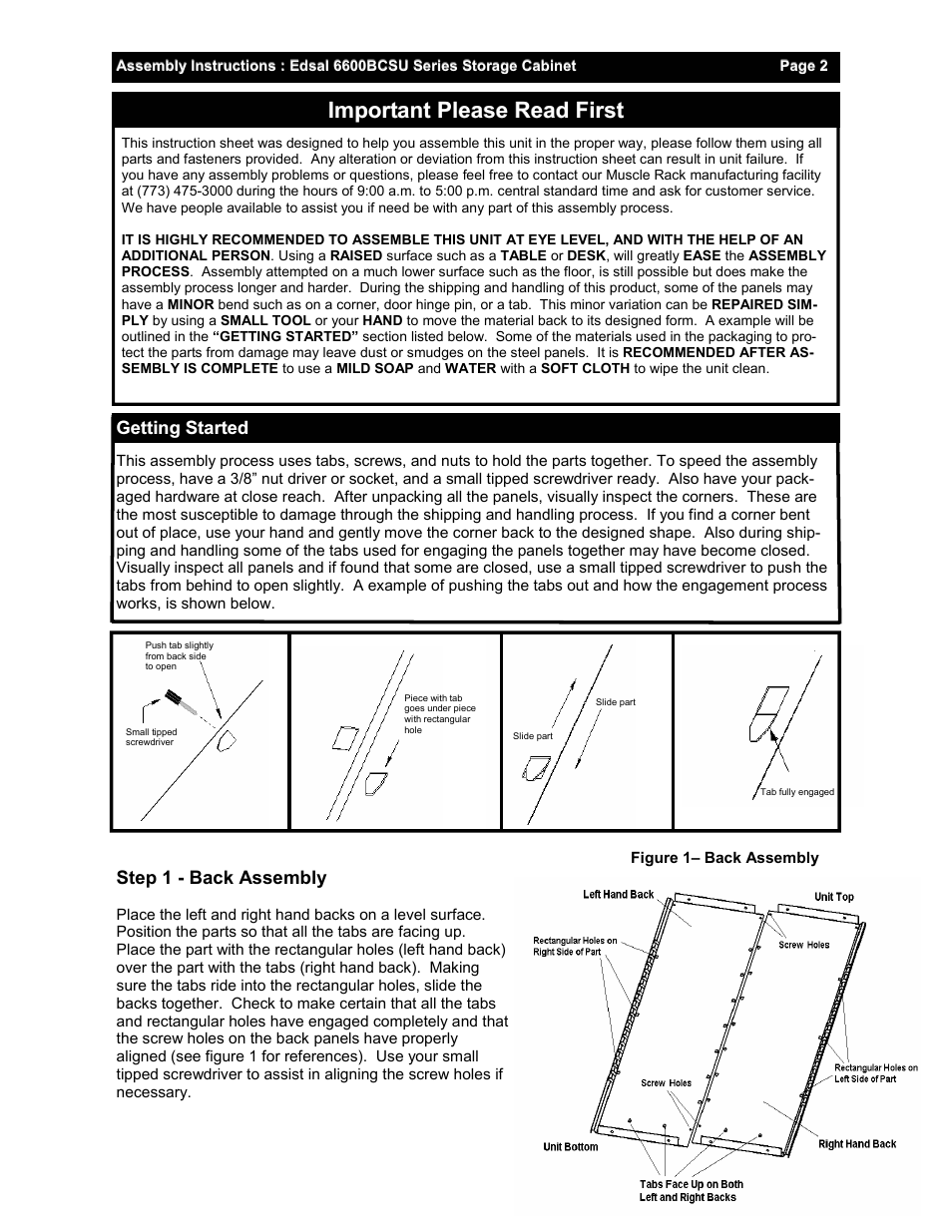 Important please read first | Edsal 6600BCSU User Manual | Page 2 / 4