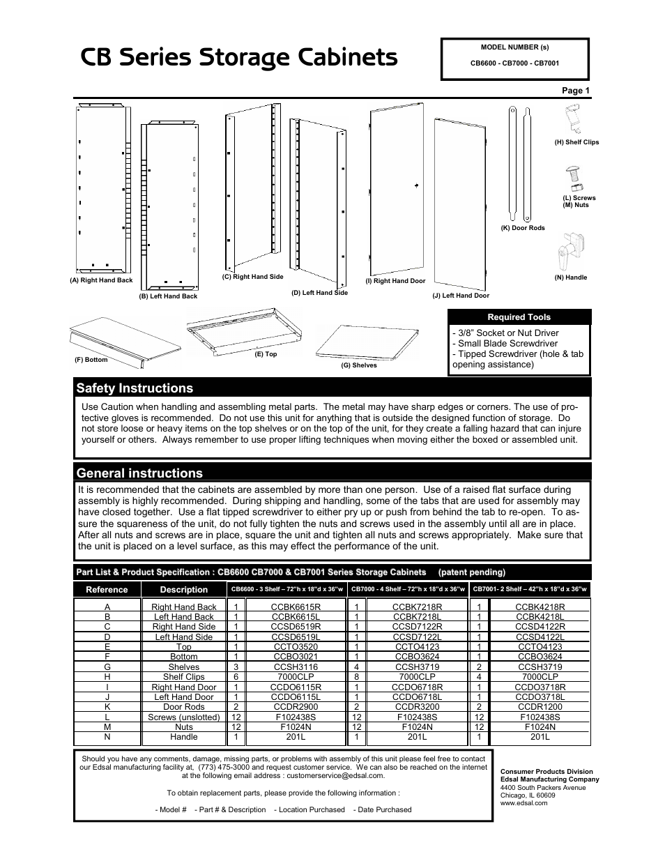 Edsal CB6600 User Manual | 4 pages