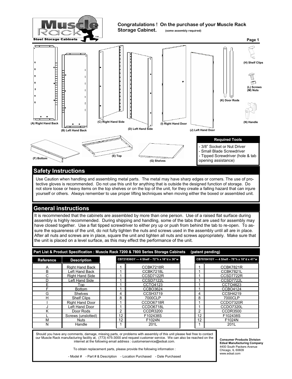 Edsal Muscle Rack 7200 User Manual | 4 pages