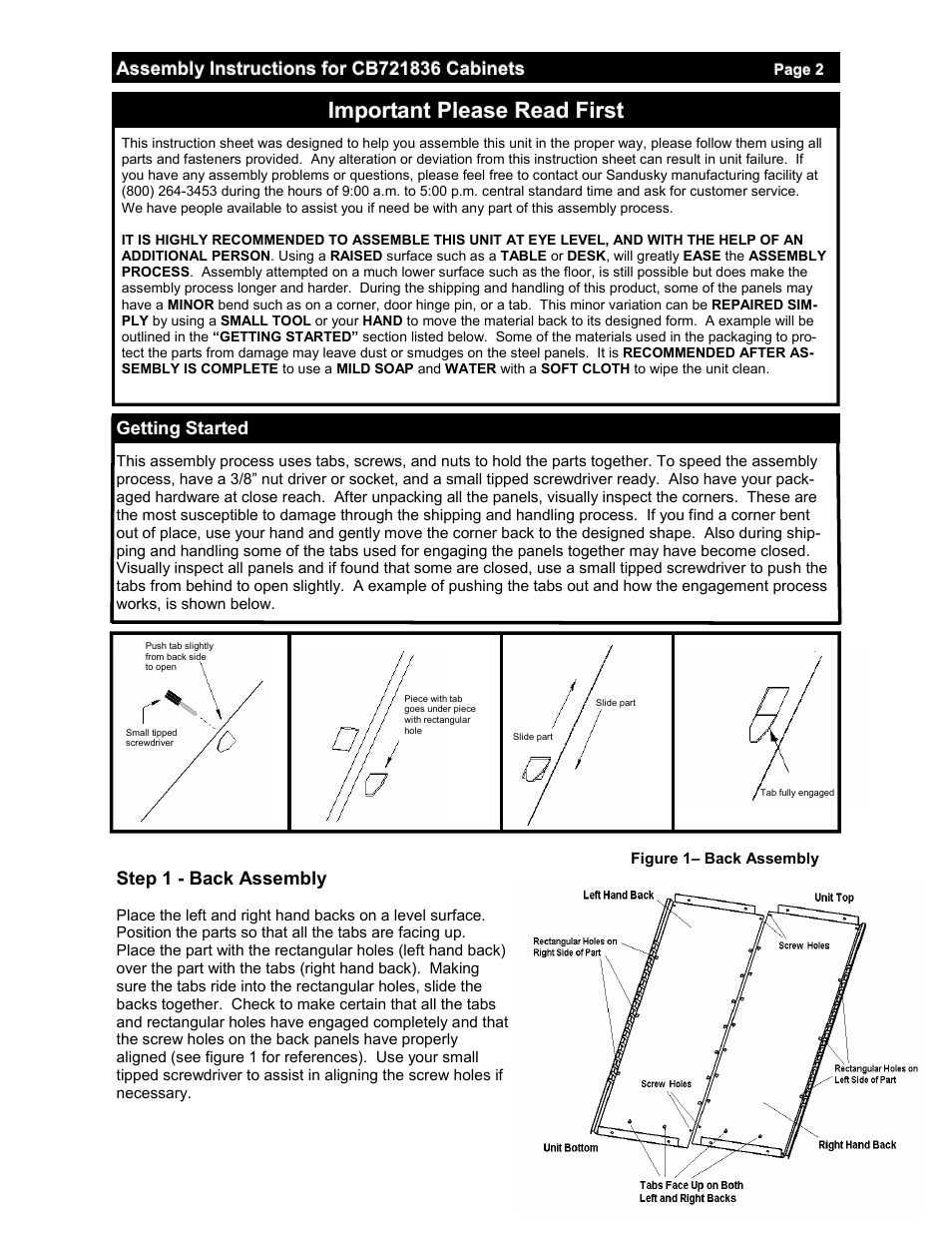 Important please read first | Edsal Sandusky CB721836 User Manual | Page 2 / 4