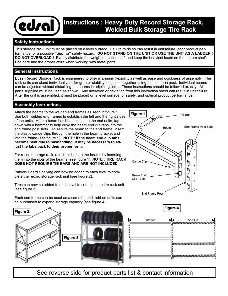 Edsal 1KAC9 User Manual | 2 pages