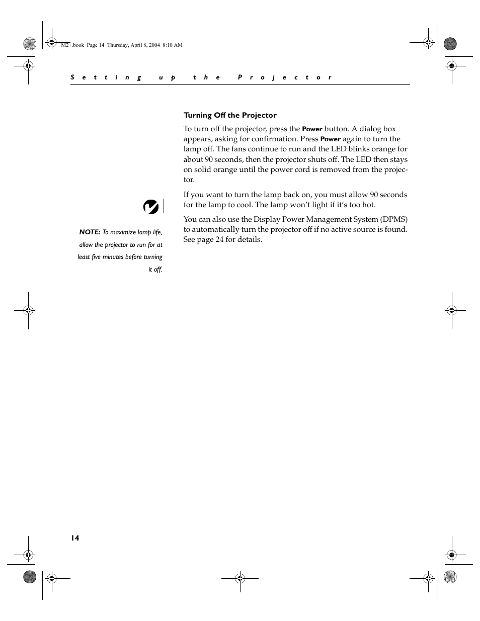 Turning off the projector | Ask Proxima M2+ User Manual | Page 21 / 51