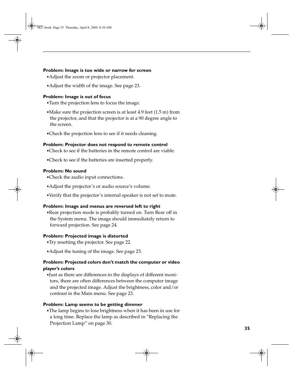 Ask Proxima M2+ User Manual | Page 42 / 51