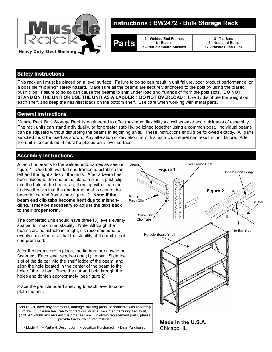 Edsal BW2472 User Manual | 1 page