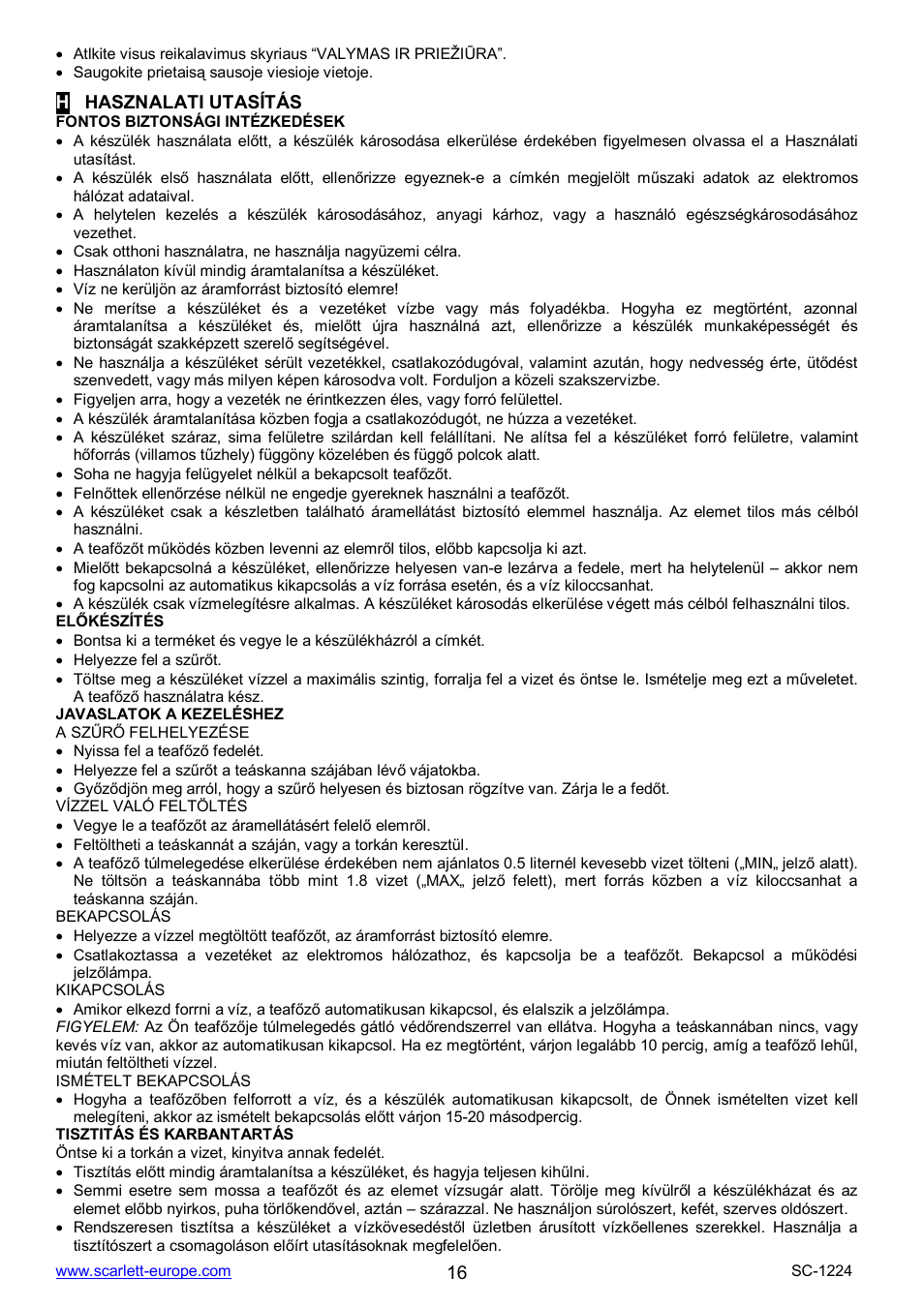 Scarlett SC-1224 User Manual | Page 16 / 20