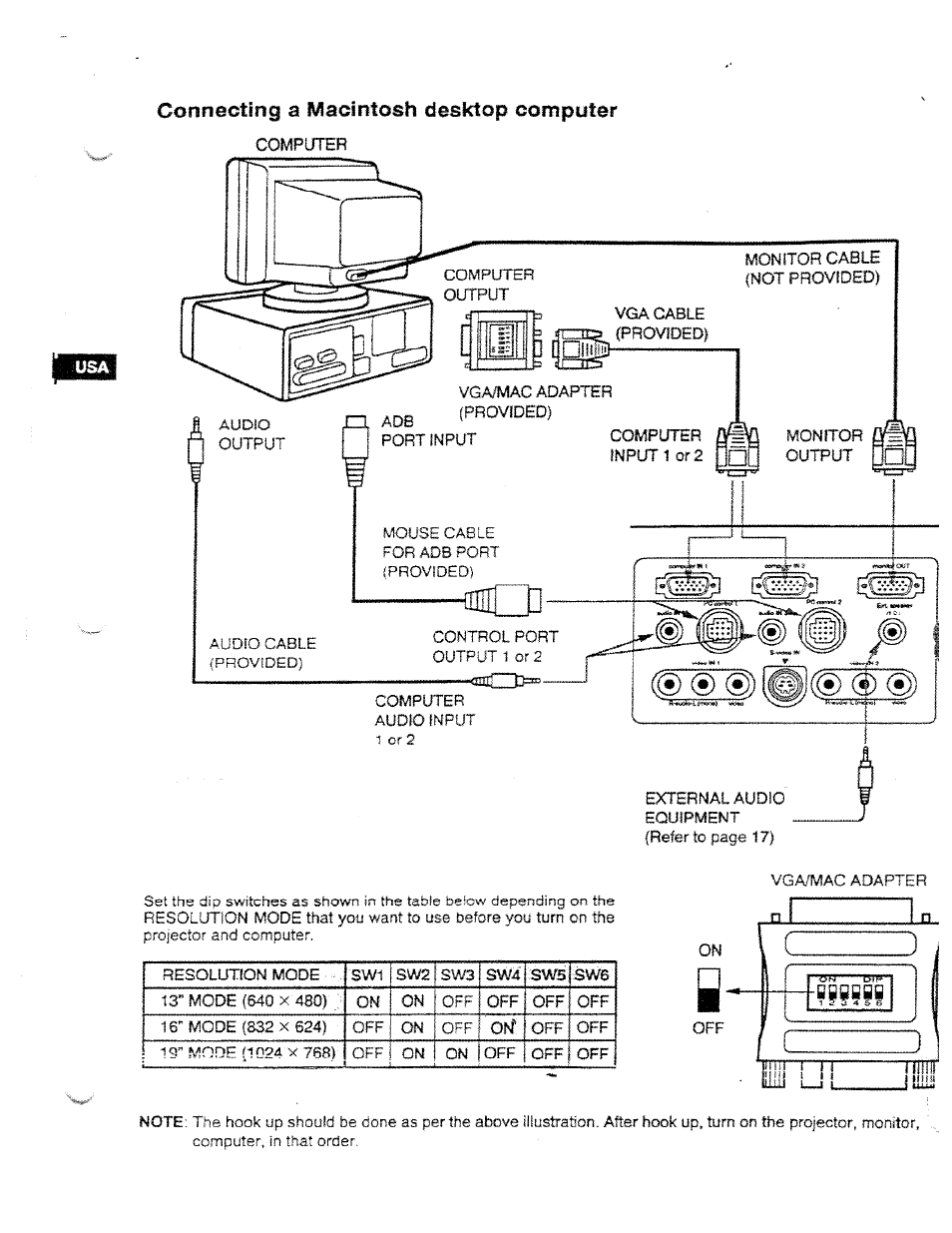 Connecting a wacintosh desktop, Computer | Ask Proxima DP5950 User Manual | Page 12 / 50