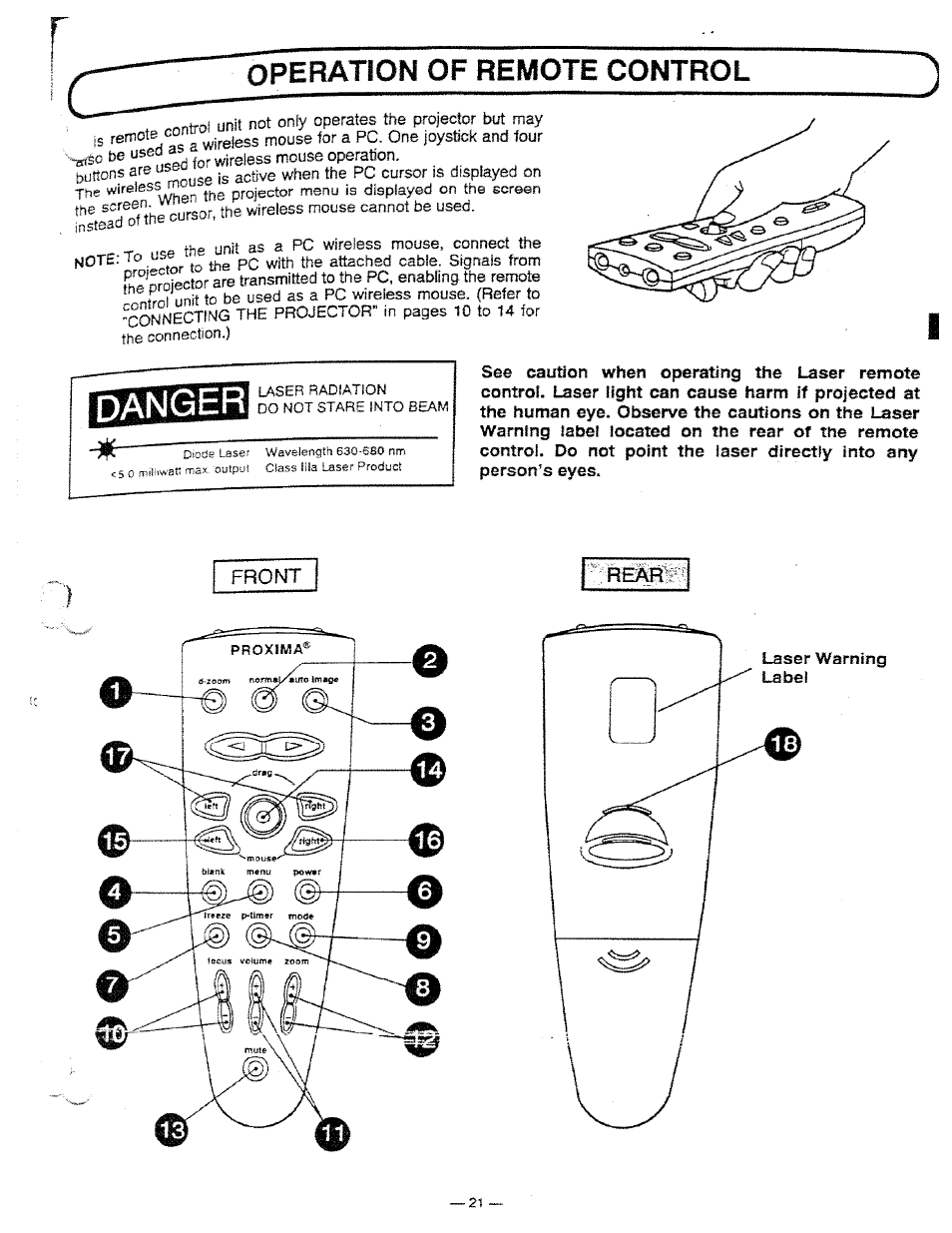 Ë^üo, Control | Ask Proxima DP5950 User Manual | Page 21 / 50