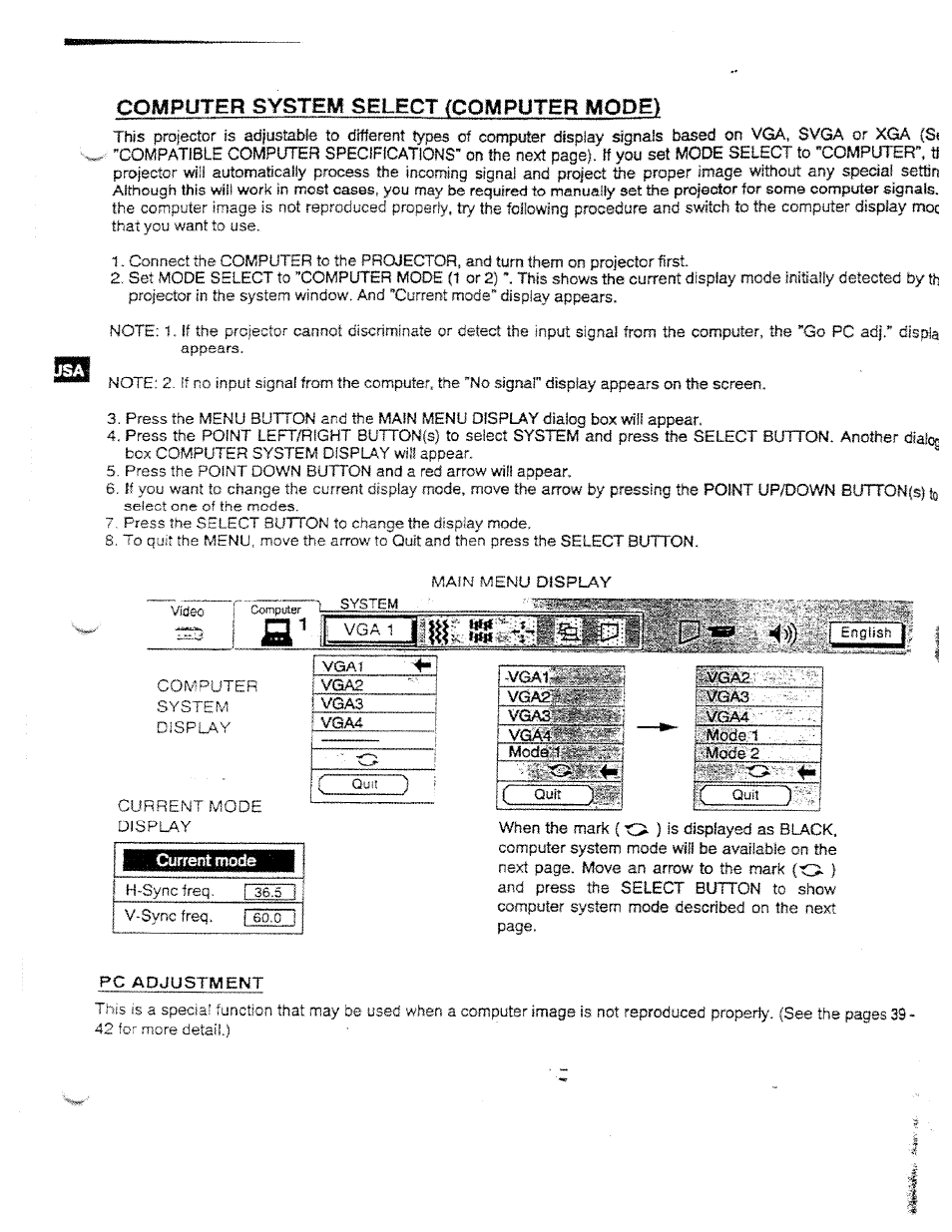 Computer systeiyt select {computer mope) | Ask Proxima DP5950 User Manual | Page 34 / 50