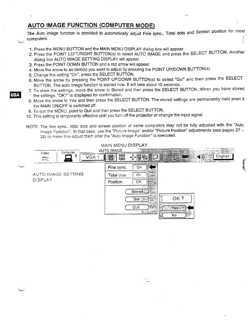 Auto image function (computer mode) | Ask Proxima DP5950 User Manual | Page 36 / 50