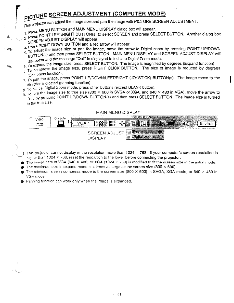 Gpjpf_gcreen adjustment (computer mode) | Ask Proxima DP5950 User Manual | Page 43 / 50