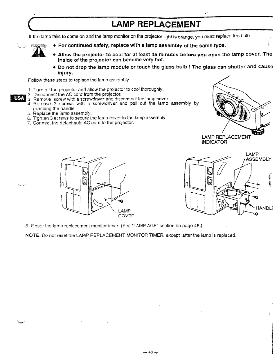 Lamp replacement | Ask Proxima DP5950 User Manual | Page 48 / 50