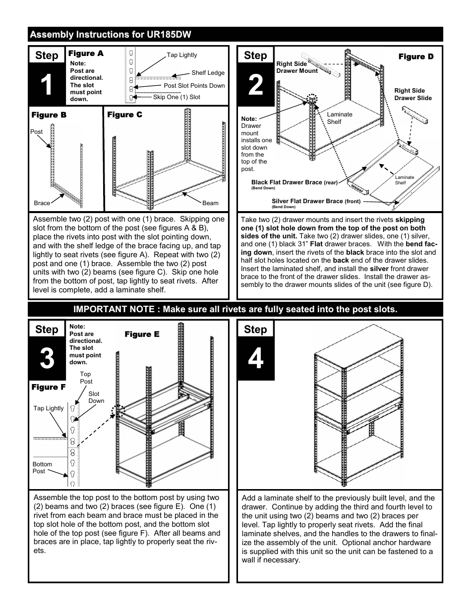 Step | Edsal UR185-DW User Manual | Page 2 / 2